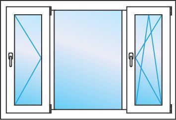 Готовое трехстворчатое окно 1660 на 1470 Veka Proline 70